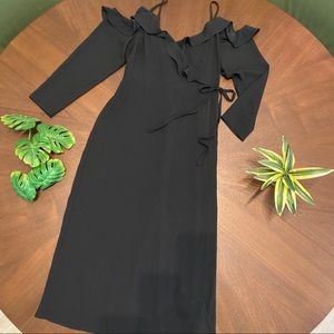 NWOT Topshop wrap off the shoulder midi dress